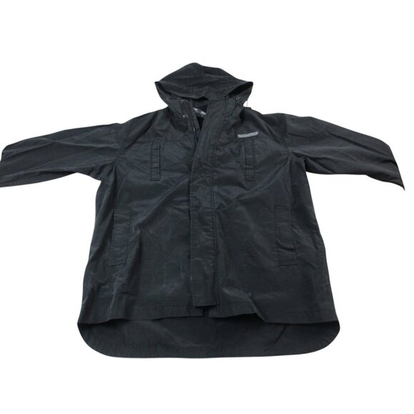 DKNY Jeans Jacket Men Large Black Cotton Long Sleeve Hooded Full Zipper A2349524 - Picture 1 of 14